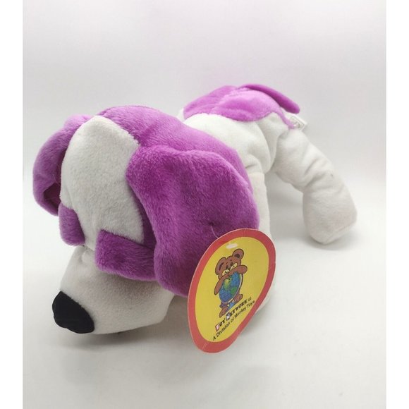 Toy Factory Derpy Dog Stuffed Animal Plush 10in Purple White 2005 - Picture 2 of 5